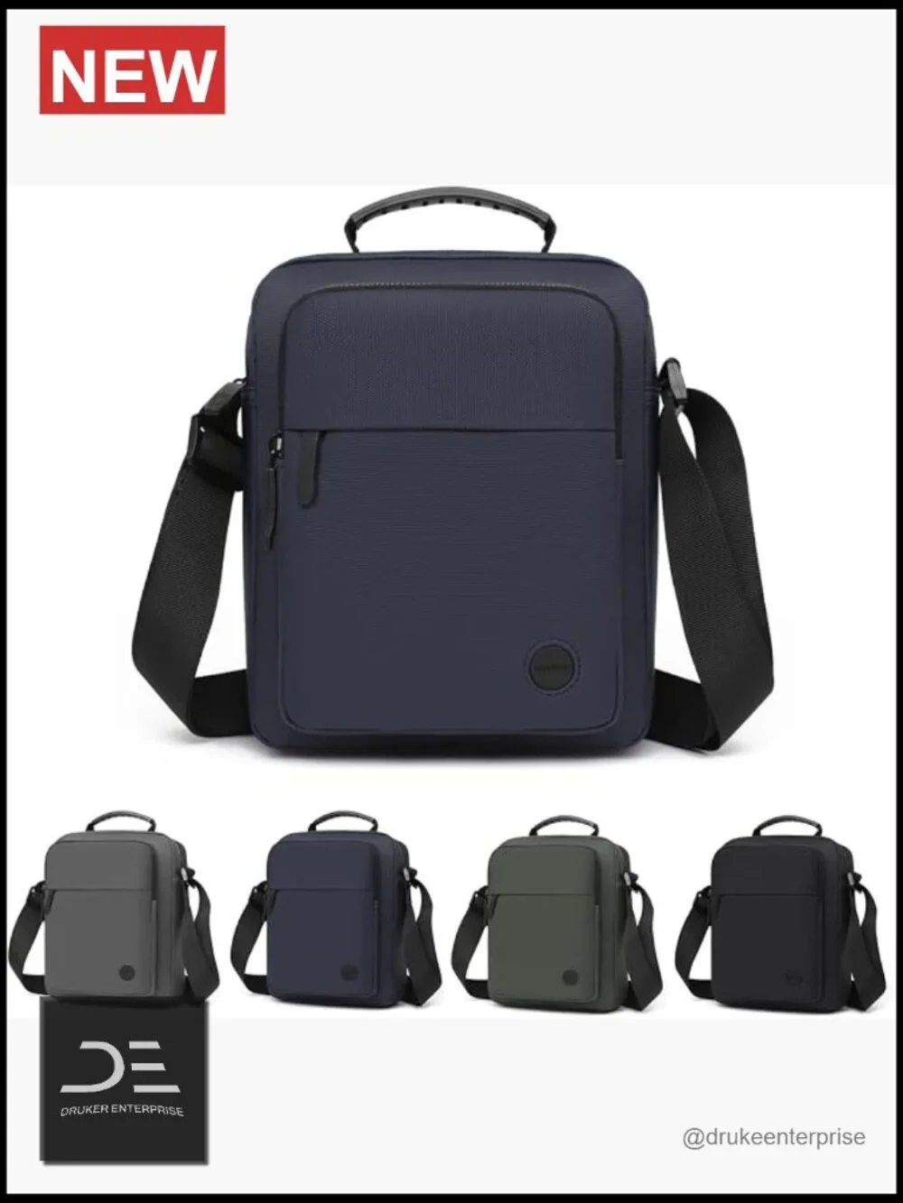 Anti-Theft Messenger Bag with Multiple Pockets, Nylon Crossbody